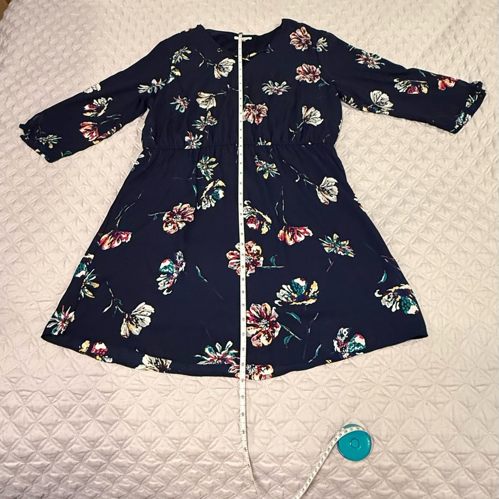 Maurices Navy Floral Long Sleeve Dress - Size XL - Picture 6 of 10